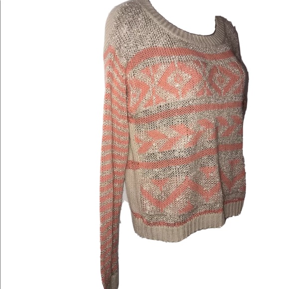 Aztec open knit crew neck sweater. - Picture 3 of 7